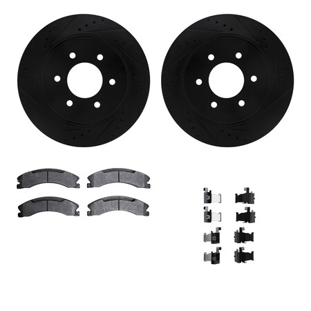 Dynamic Friction Co 8412-67008, Rotors-Drilled and Slotted-Black w/Ultimate Duty Brake Pads incl. Hardware, Zinc Coated 8412-67008
